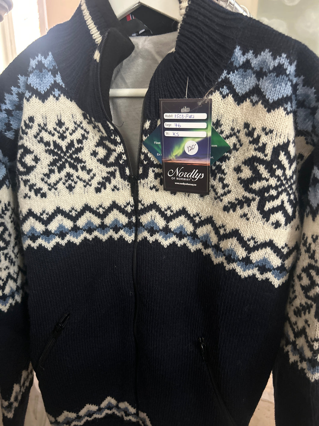 Nordlys blå xs glidelås